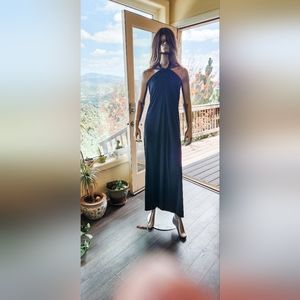 Vintage Victor Costa Occasion Black Maxi Halter Dress